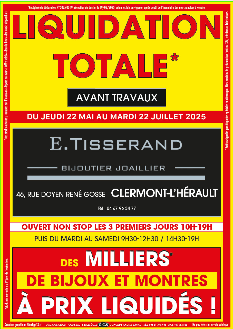 LIQUIDATION TOTALE bijouterie choain
