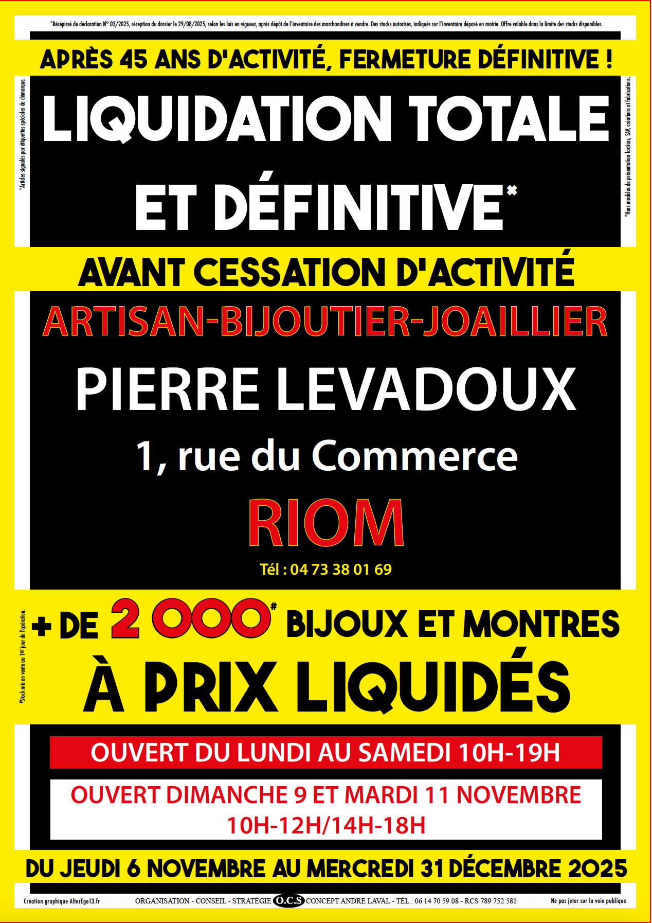 LIQUIDATION TOTALE bijouterie choain