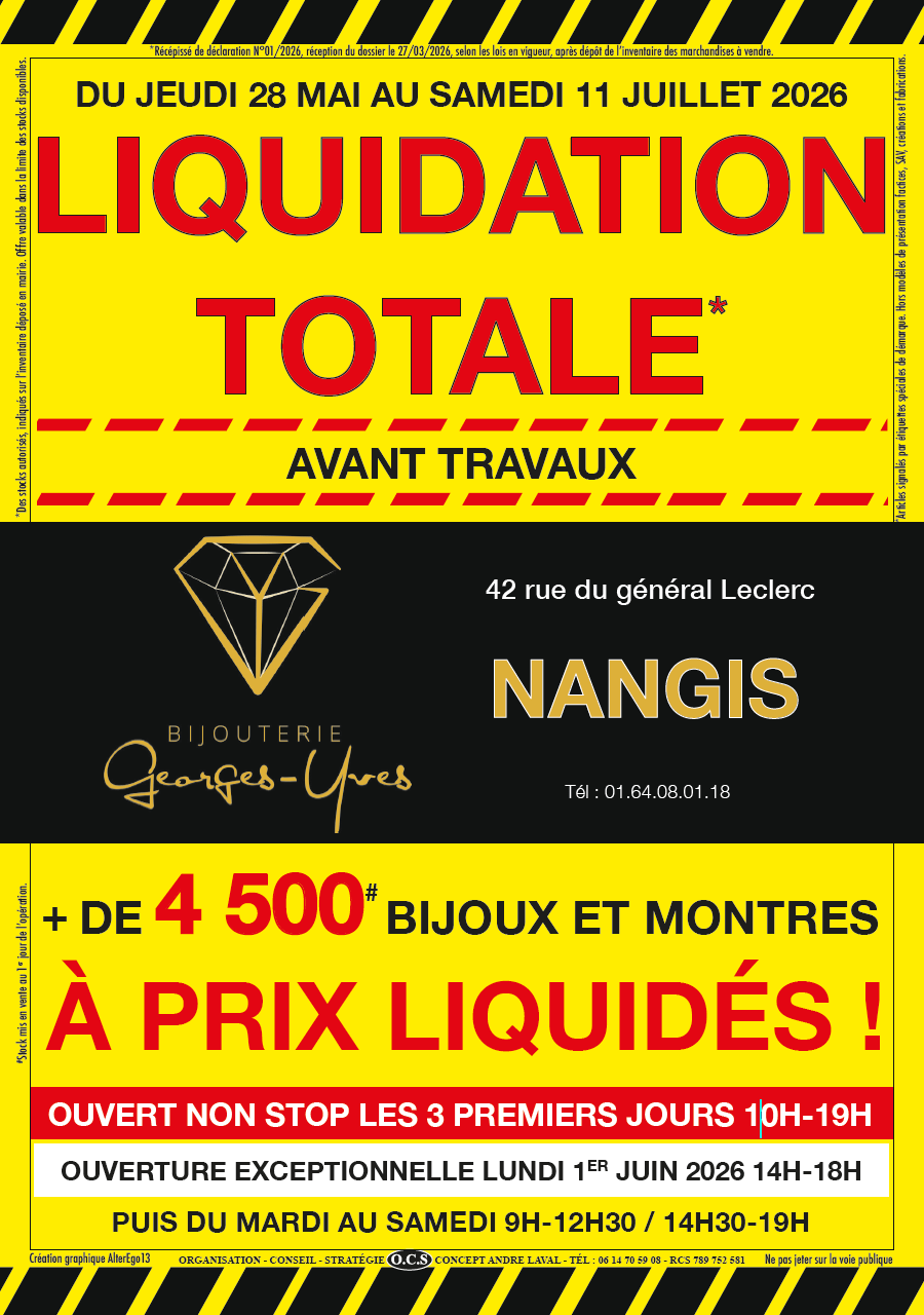 GEORGES-YVES-RECTO LIQUIDATION TOTALE bijouterie choain
