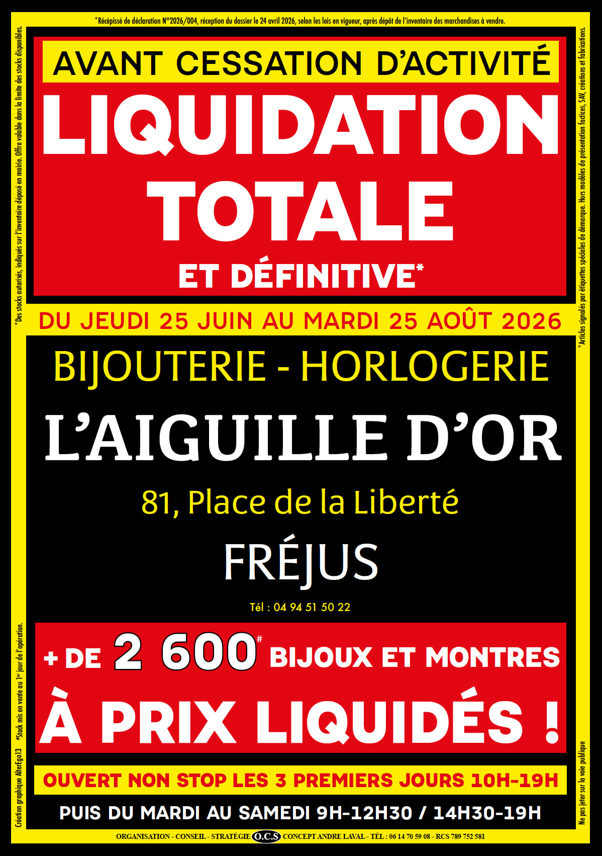 AIGUILLEDOR-RECTO LIQUIDATION TOTALE bijouterie choain